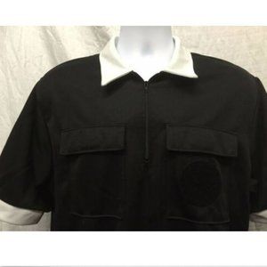 Men's Black White Referee Polo Shirt XL